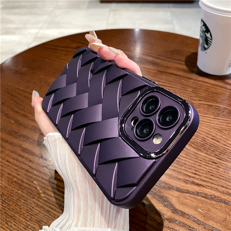 luxe solide gevlochten patroon plating vogue telefoonhoes voor iphone 14 13 12 11 pro max xr xs duurzame stijlvolle slanke glitter geruite print achterkant met camerabescherming