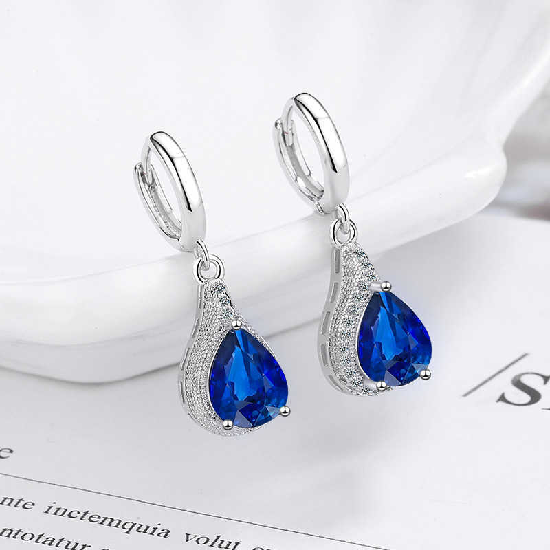 Charm Sterling Silber Blau Hochzeit Wassertropfen Ohrringe Für Frauen Luxus Qualität Edlen Schmuck R230605