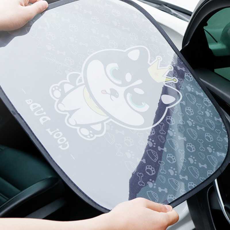 2 stuks Cartoon Opvouwbare Auto Zonneschermen Autoruit Shades voor Achter- en Zijruit Auto Hitteschild Beschermen baby Venster Schaduw