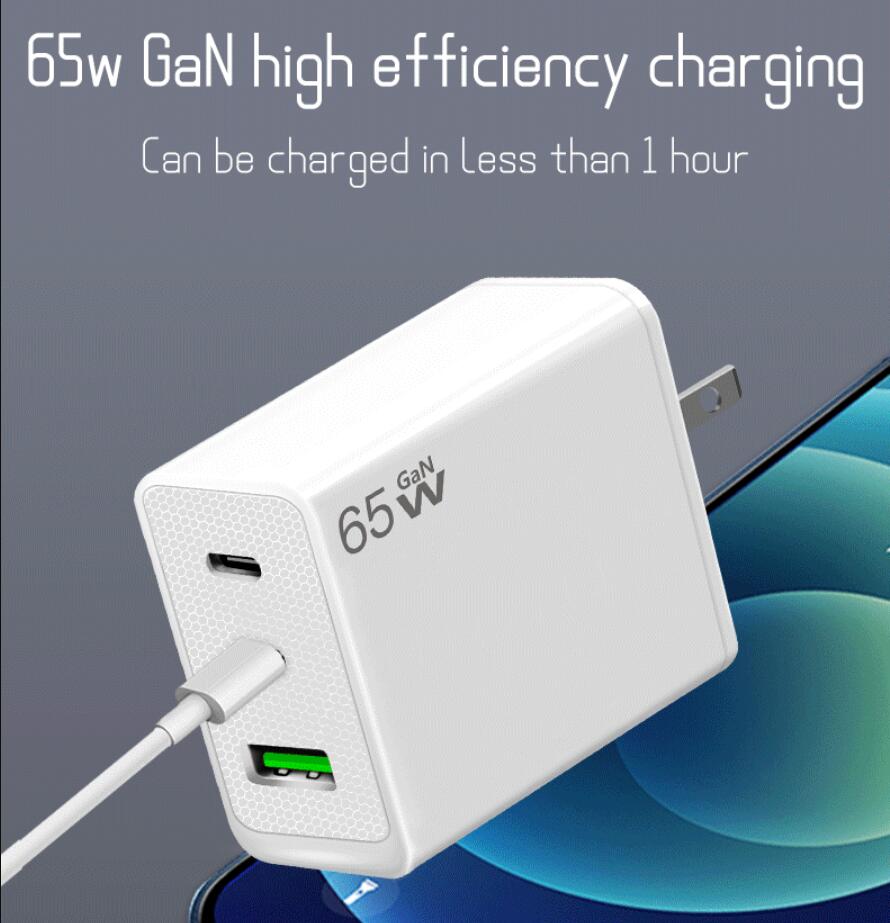 Chargeur GaN 65W PD Charge rapide téléphone portable charge QC3.0 adaptateur universel pour ordinateur portable pour tablette mobile