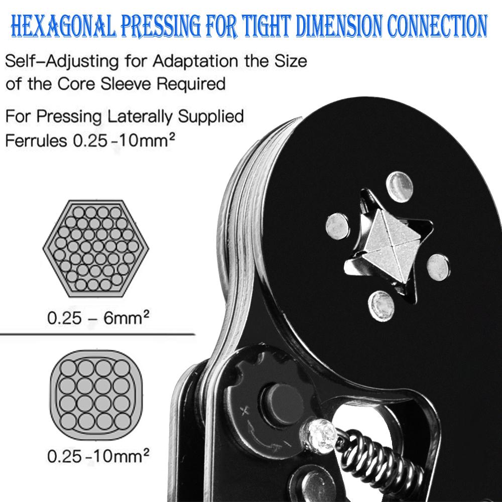 Tangs tubular Terminal Trimping Tools Mini électrical pinces HSC8 64 0,2510 mm² 237AWG 66 0,256 mm² de haute précision de haute précision