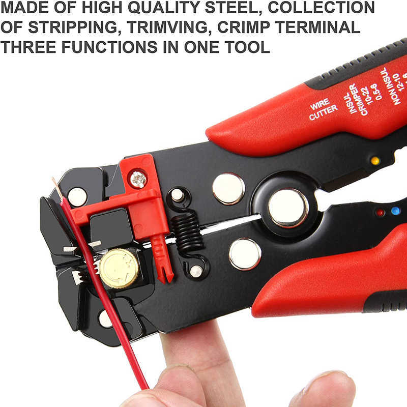 Nowy przecinek Crimper Cutter Automatyczne Strippel Strippel wielofunkcyjne narzędzia do usuwania zaciskania szczypiec Terminal 10-24 AWG 0,2 ~ 6,0 mm ﾲ