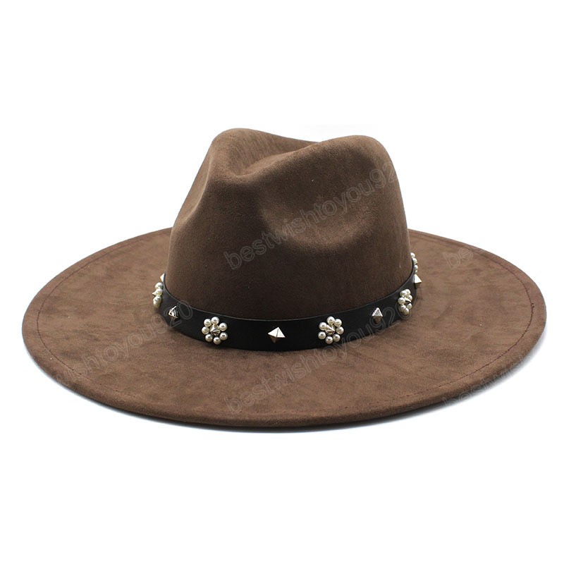 Zamsz o szerokości 9,5 cm fedora fedora czapka dla kobiet mężczyzn kościoła jazz hats ślubna sukienka czapka
