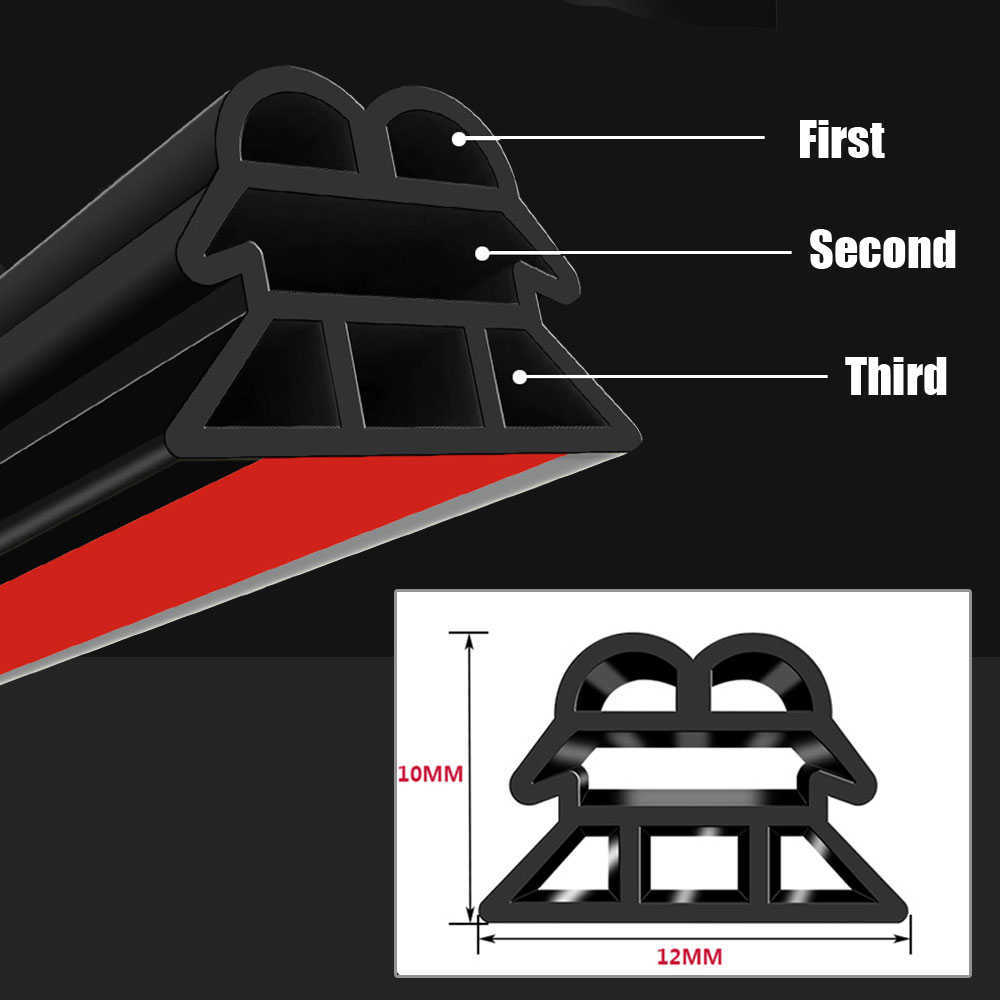 Neue 5 meter Auto Tür Gummi Dichtung Streifen Auto Protector 3 Schicht Abdichtung Streifen Gummi Dichtung Kofferraum Haube Dichtstoff schalldämmung