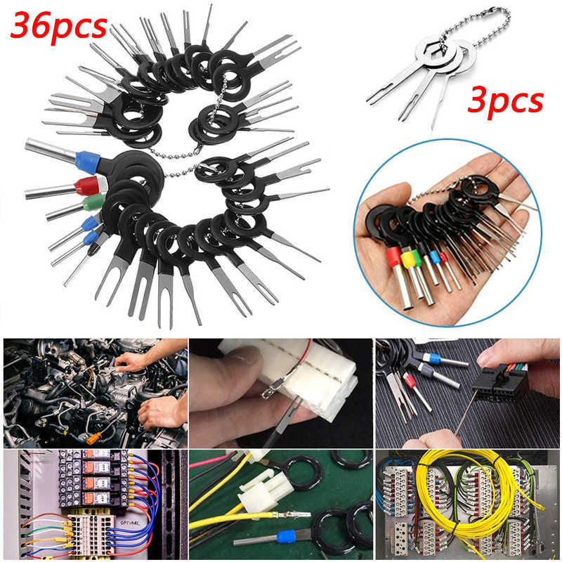 Nuovo 3/8/11/18/36/Kit di strumenti la rimozione dei terminali Spilli Terminali Estrattore Strumenti di rimozione la riparazione dei connettori il cablaggio dell'estrattore auto