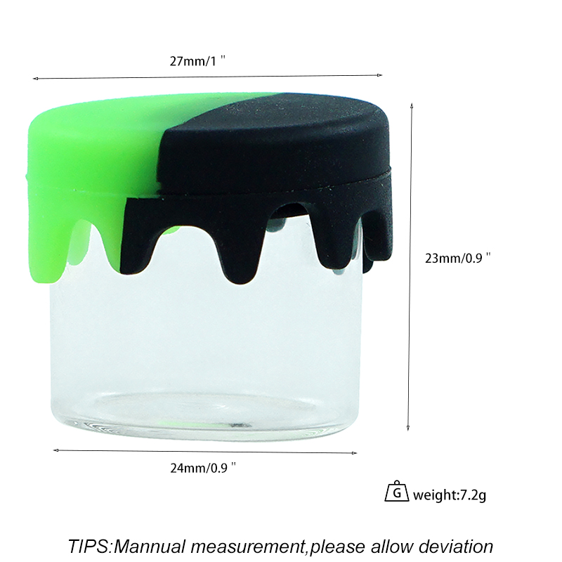 Bocal en verre de 6ML avec couvercle en silicone bocal de stockage Mini boîte colorée huile de cire petit pot de sucre conteneurs de pommade à l'huile portables