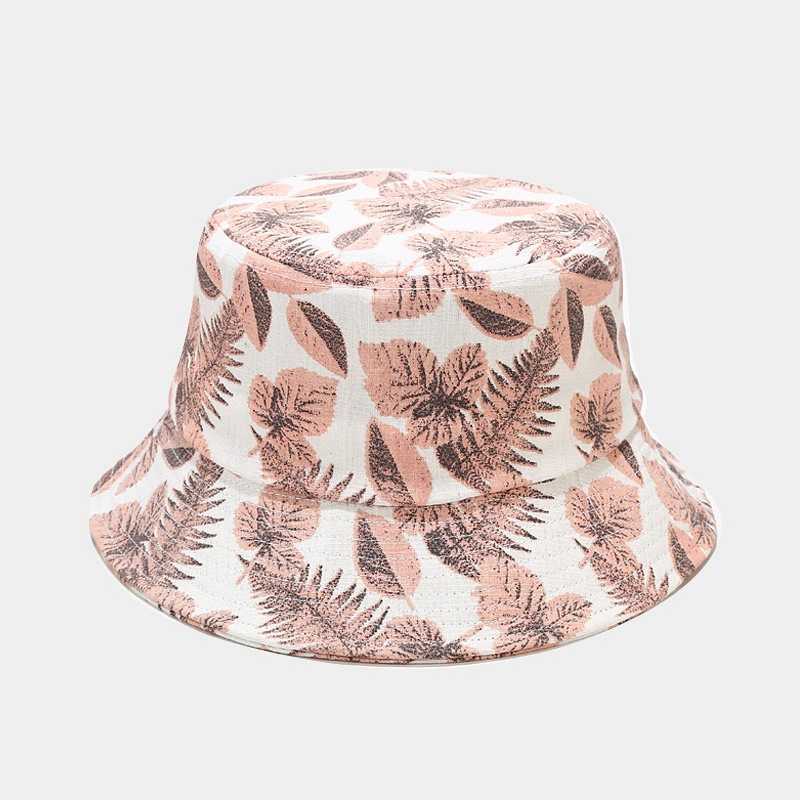 Wide Brim Hats LDSLYJR Cotton Leaf Printing Bucket Fisherman Outdoor Travel Sun Hat Male and Female 345 G230603