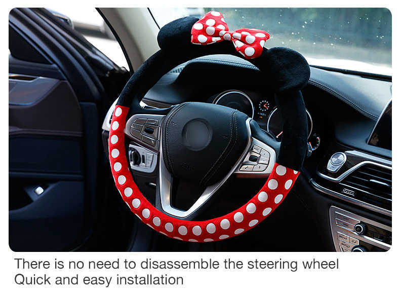 New Universal 38cm Cute Cartoon Car Steering Wheel Accessories Set Bowknot Steering Wheel Cover Accessori auto