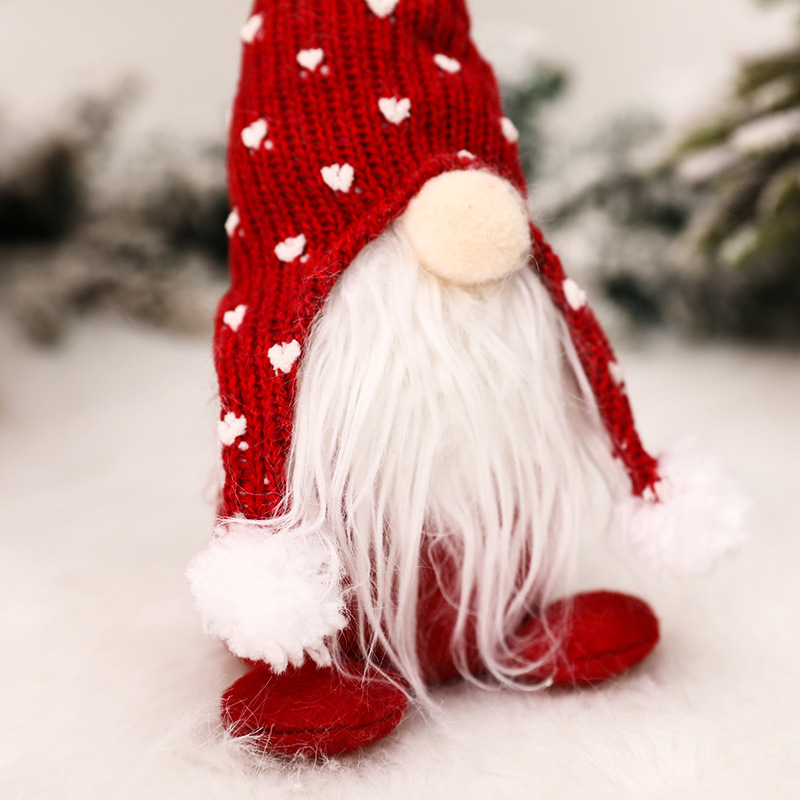 새로운 Rudolph White Beard Faceless Doll 크리스마스 북유럽 니트 모자 앉아있는 그림 크리스마스 장식품