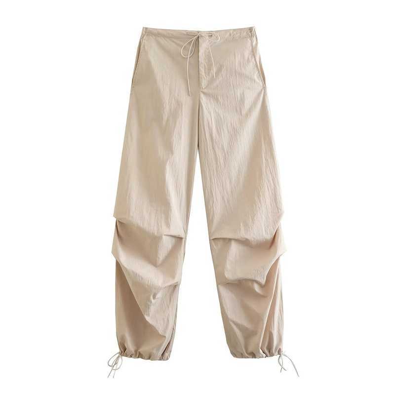 Capris femmes mode Parachute Cargo pantalon Y2K jambe ample vêtements de rue survêtement décontracté solide chariot à bagages P230605