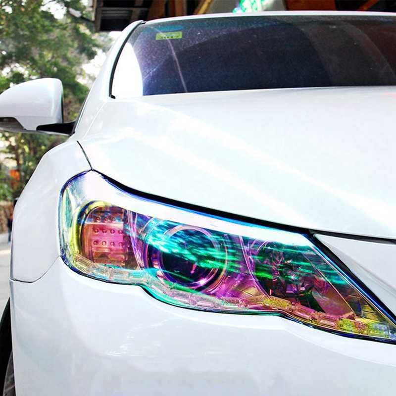 Yeni 30x60cm parlak bukalemun otomatik araba stil farlar arka lambalar saydam film ışıkları değişim renk araba filmi çıkartmaları
