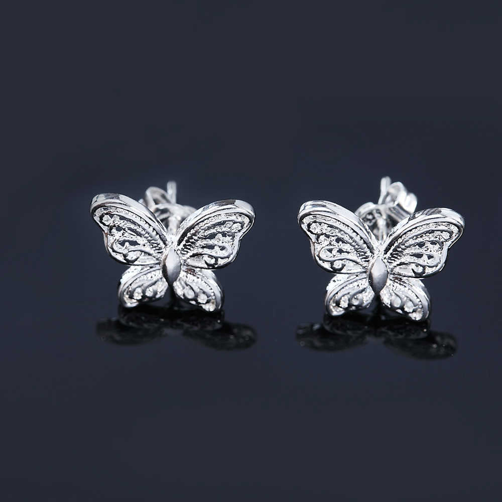 Charme nouvelles boucles d'oreilles en argent Sterling pour les femmes bijoux de fête élégant papillon clous d'oreilles cadeaux de noël R230605