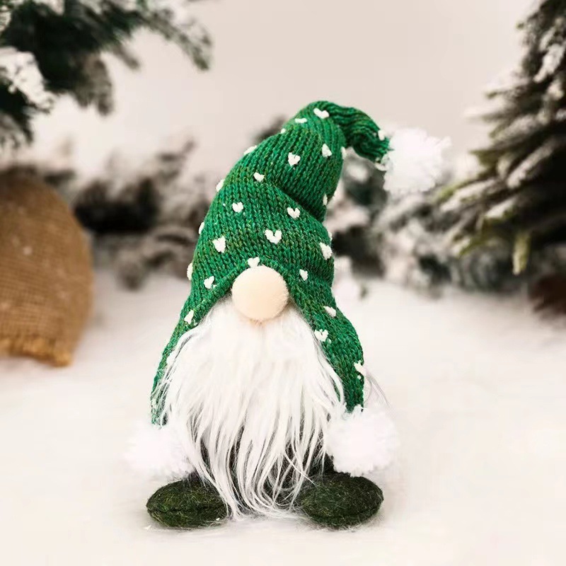 새로운 Rudolph White Beard Faceless Doll 크리스마스 북유럽 니트 모자 앉아있는 그림 크리스마스 장식품