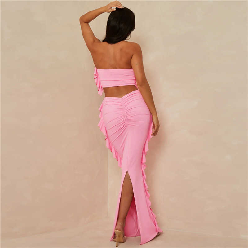 Designer Prom Dresses For Woman 2023 Trend Summer Dress Fashion Wrap Chest Tood Ear Edge Small Tank Top Slim Fit Wrap Hip Half kjol Set