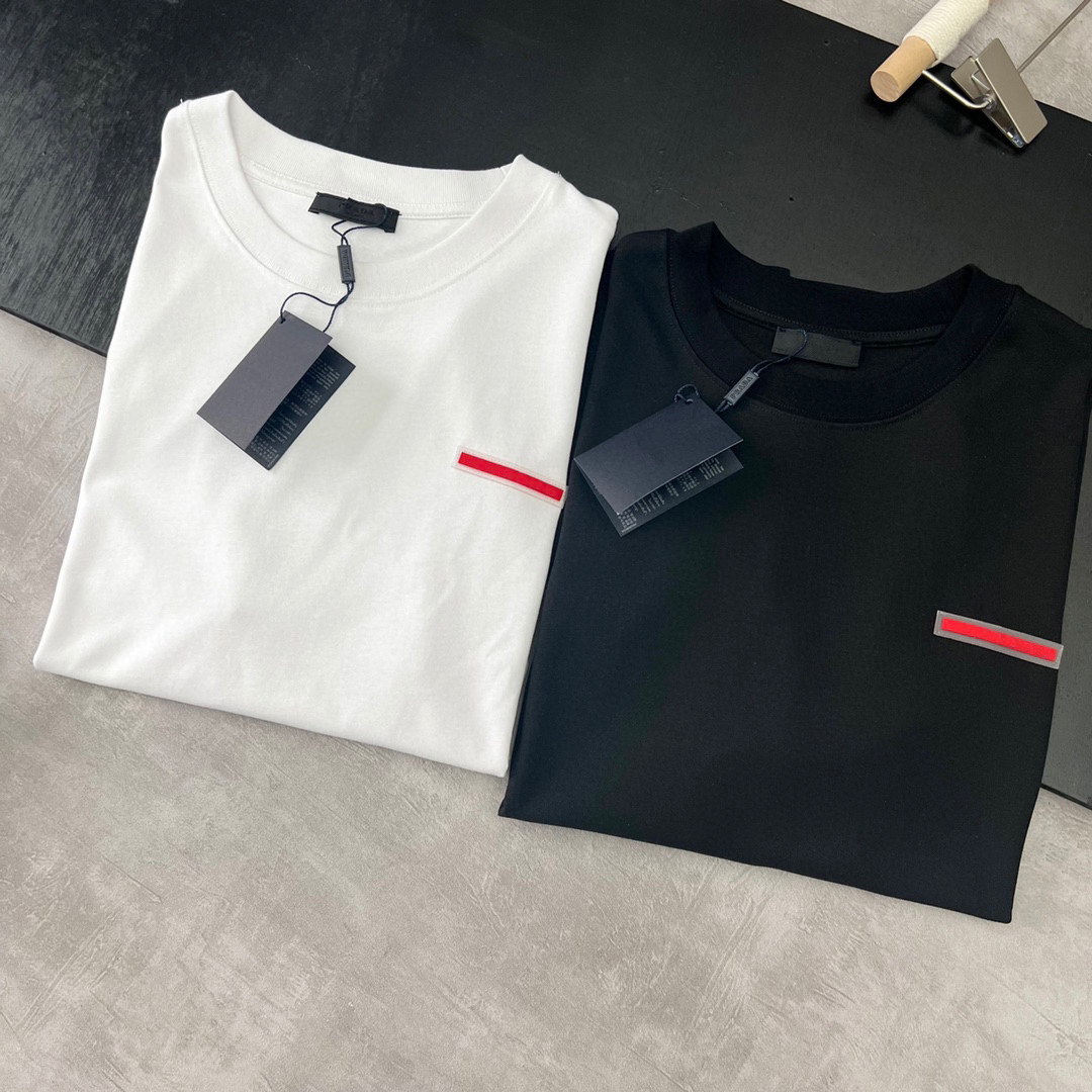 Designer PRA triangle luxury brand t shirt red with letters new shirts man woman casual fashion clothing black white tees summer round neck short sleeves pure cotton