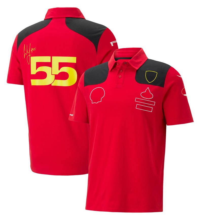 Combinaison de course F1 Formule 1 2023 Nouveau T-shirt rouge Chemise à revers à manches courtes Polo Le costume d'équipe à séchage rapide peut être personnalisé.