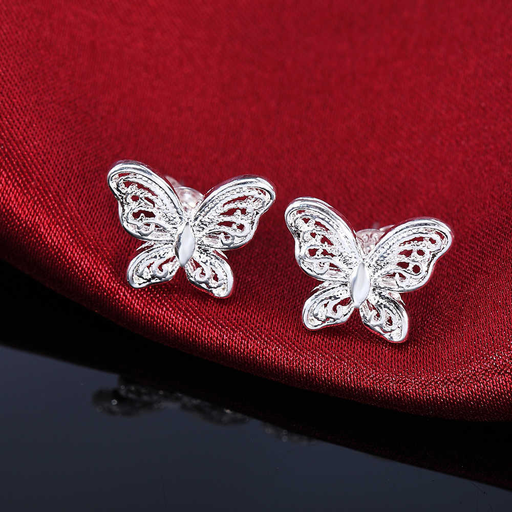 Charme nouvelles boucles d'oreilles en argent Sterling pour les femmes bijoux de fête élégant papillon clous d'oreilles cadeaux de noël R230605