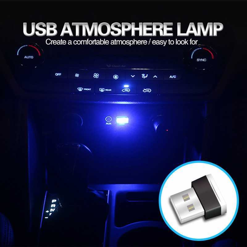 新しいカーミニUSB LEDライトアンビエントナイトライト装飾ネオンランプオートインテリア雰囲気緊急PCモバイルパワー充電