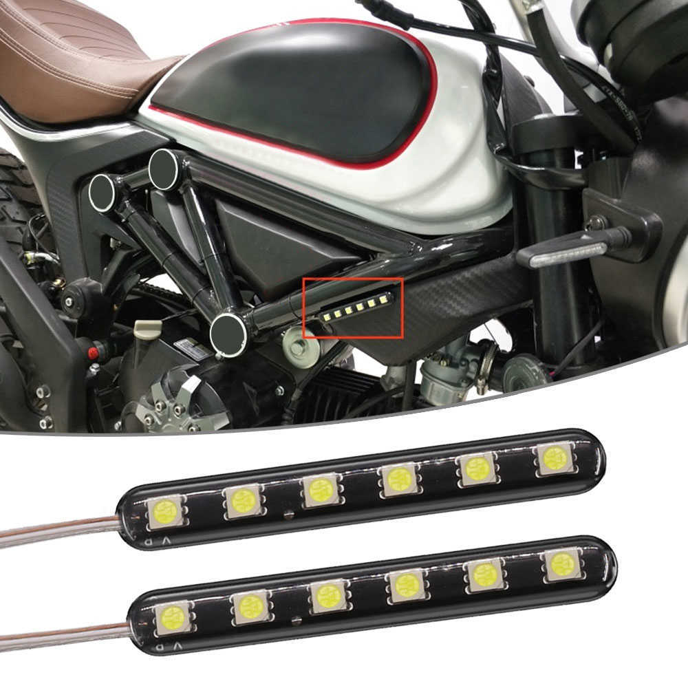 NYA 2st 6 LED 12V strobe Light Strip LED -medium Grid Flash Varning Emergency License Lamp Moto Tillbehör för bilmotorcykel