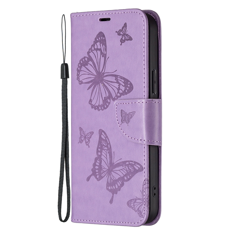 Intryck Butterfly Leather Plånbok Fall för Samsung S24 Ultra S24 Plus A15 S23 FE A25 A05 A05S A35 A55 ID Kreditkortsplats