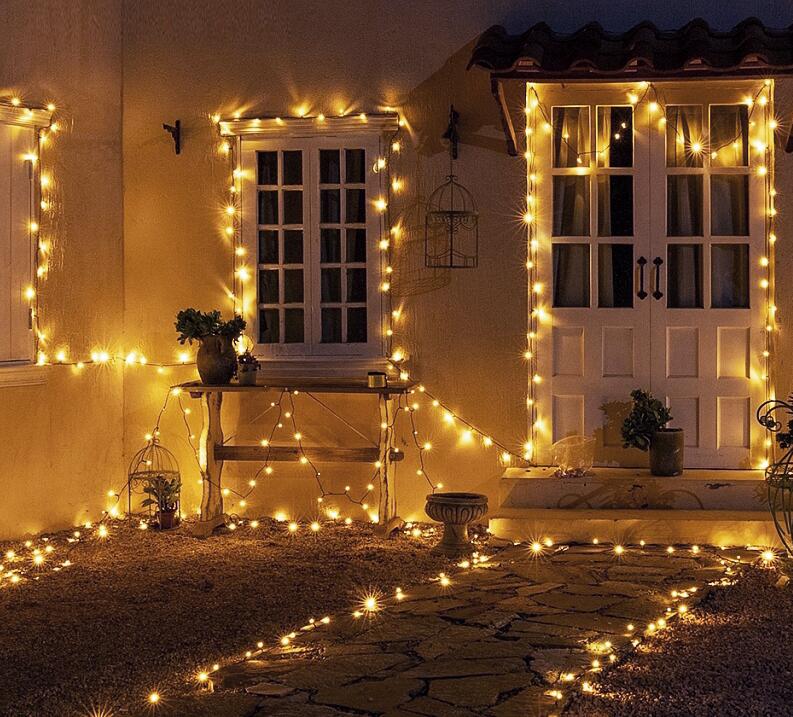 Luci a stringa solare Luci a ghirlanda di Natale a energia solare impermeabili a LED esterni la decorazione della festa nuziale dell'albero di Natale
