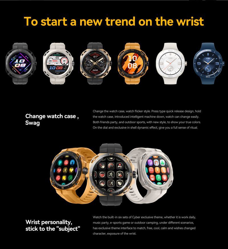 Huawei Watch GT Cyber ​​Flash Высокая атмосфера Smart Watch Health Health and Fashion ваши Ultimate Sports Smart Watch, оснащенные спортивным звонком в крови.