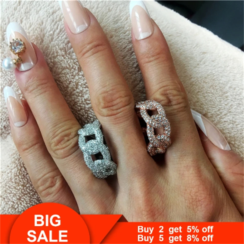 Vecalon Luxury Hiphop Ring 925 sterling silver Pave AAAAA Cz Stone Statement Fedi nuziali donna uomo Croce gioielli