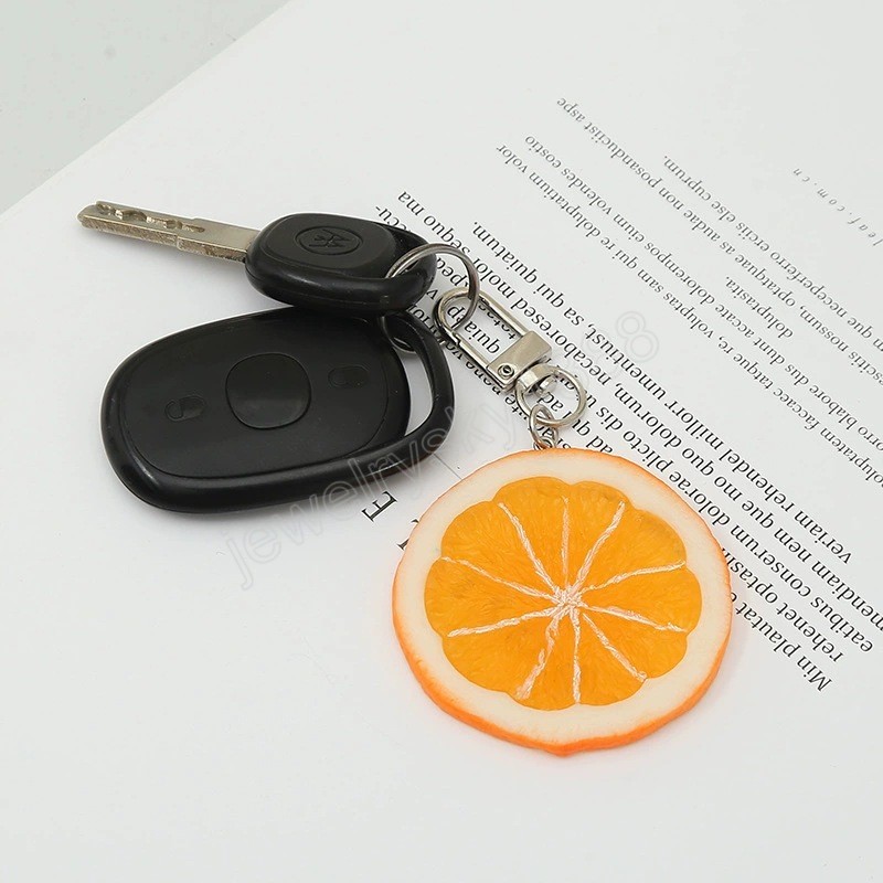 Creative Cartoon Simulated Lemon Slices Model Geometric Keychain for Women Girls Fruit Series Car Bag Accessories Key Ring