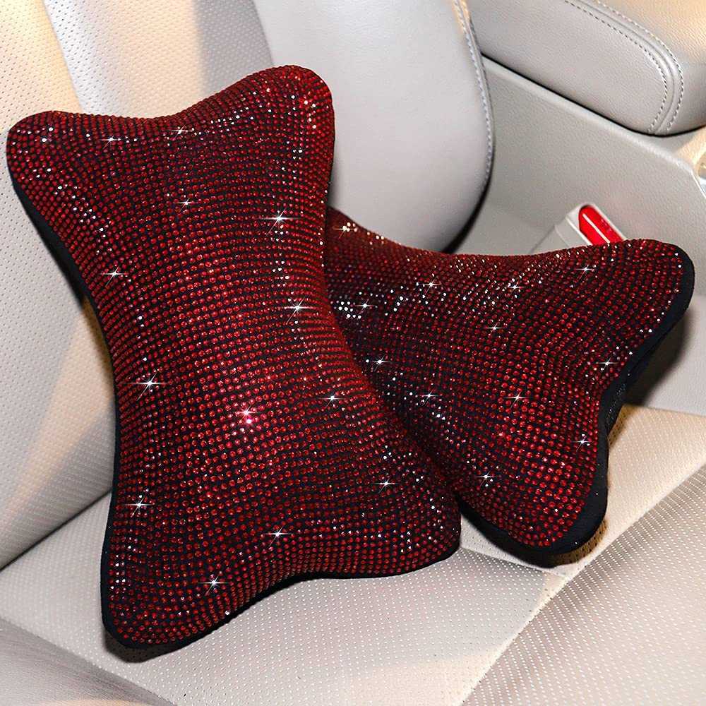 New Diamond Bling Car Neck Pillow for Car Seat Driver Auto Seat Headrest Cushion Crystal Rhinestone Rainbow Bling Accessories