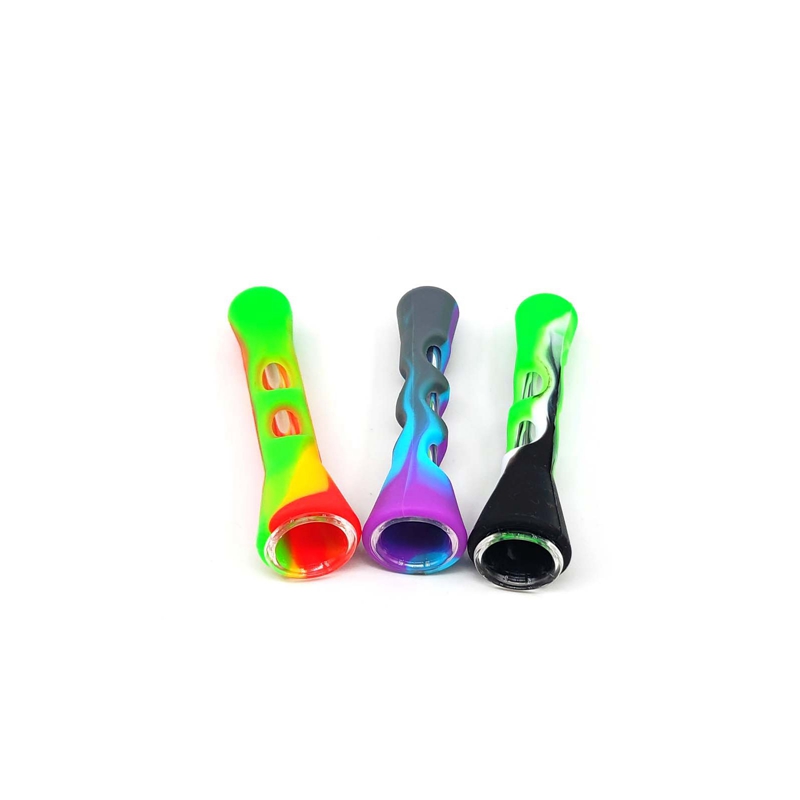 Latest Colorful Silicone Skin Thick Glass Pipes Dry Herb Tobacco Preroll Roller Cigarette Cigar Filter Holder Portable Removable Easy Clean Tips Mouthpiece