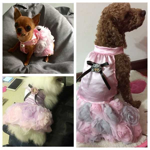 Novo vestido floral para cachorro flores laço princesa cachorrinho roupa vestido cachorro menina cães vestidos roupas para animais de estimação cão guipure vestido suprimentos py0306