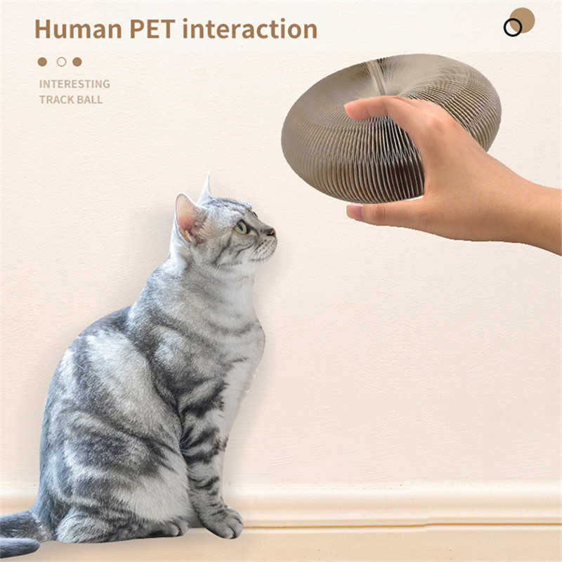 Ny dragspel Cat Scratching Board Catnip Kittens Scratch Board Korrugerade papper Cat Accessories Bell Ball Cat Toy Turntable