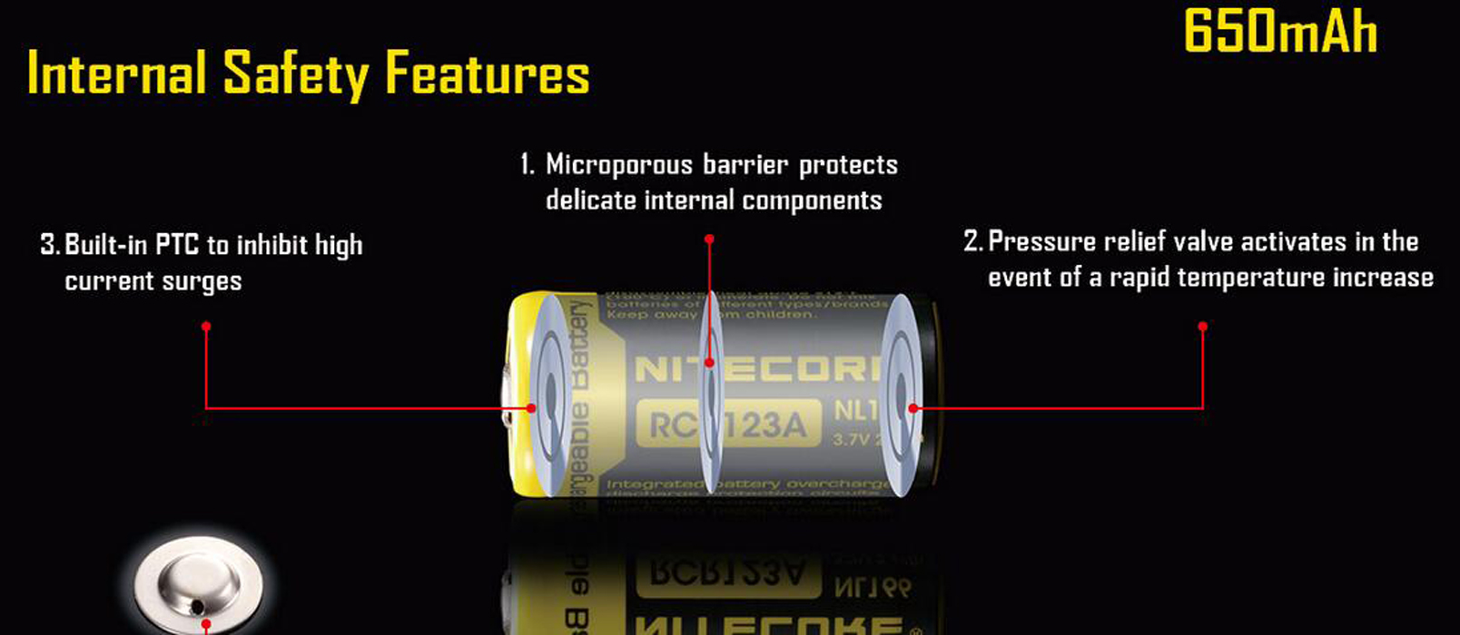 Autentyczny Nitecore NL166 RCR123A 16340 Bateria litowa 650 mAh 3,7 V Akumulatoryjne akumulatory do latarki LED LED Vs NL1665R