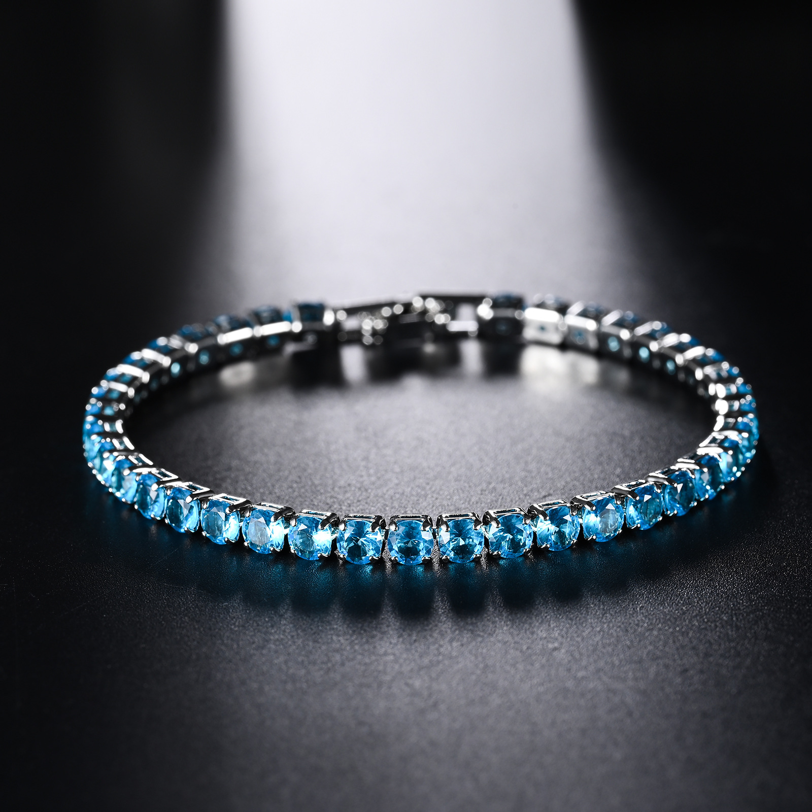 Tennis Chain Bracelet Women Men Blue Emerald Pink Cubic Zirconia Hiphop Silver Gold Plated Jewelry Diamond One Row Hip Hop 4mm Crystal ALIB0075