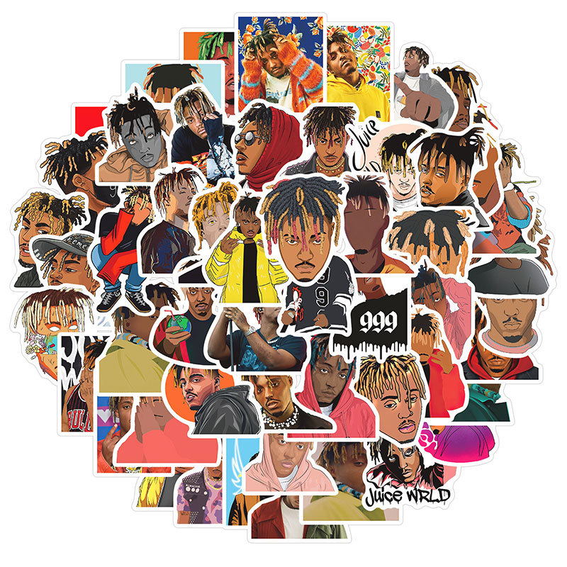 52 Stück Rapper Star Juice Wrld Aufkleber Graffiti Aufkleber Gepäck Laptop Wasserdichte Aufkleber Skateboard Kühlschrank Gitarre Auto Dekoration Aufkleber