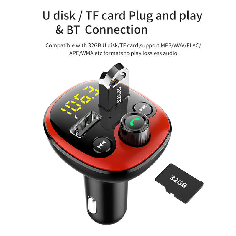 Fabriek Groothandelsprijs Folder Switching 2 USB Charge U Disk TF Card Play Car Fm-zender Handsfree carkit Mp3-speler