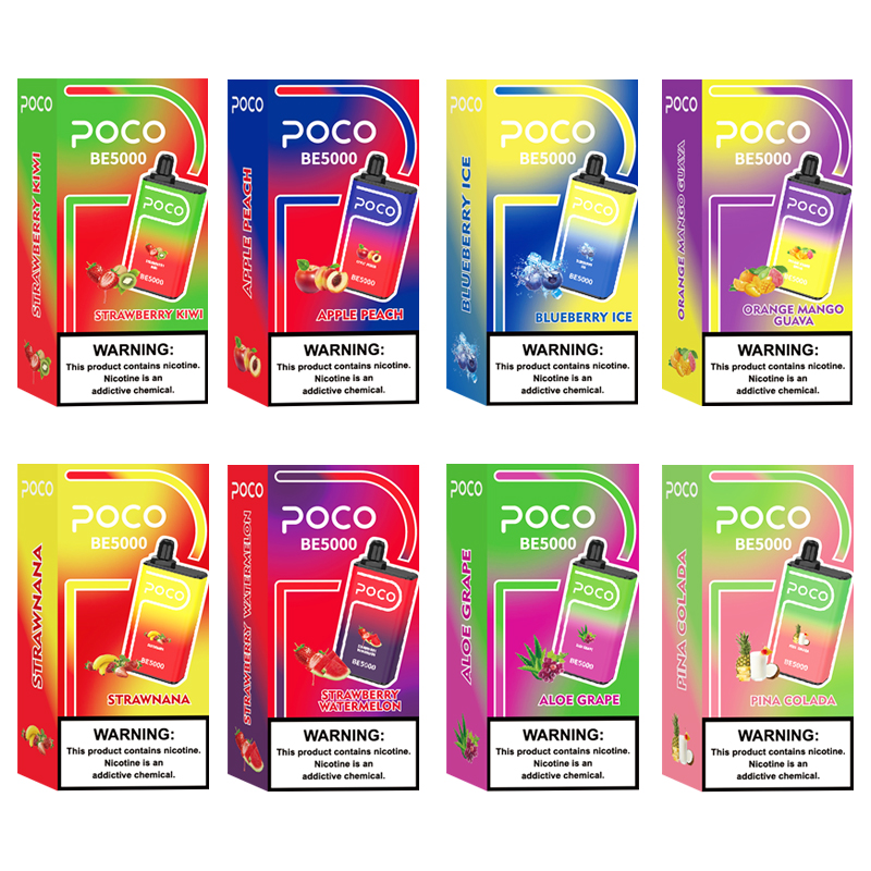 ABD'den Poco BE5000 Tek Vape kalem Elektronik Sigara Örgü Bobin 5000 puf Buhar Hava Akımı Şarj Edilebilir 14 ML 10 Tatlar Cihaz e Cigs Buharlaştırıcılar Orijinal