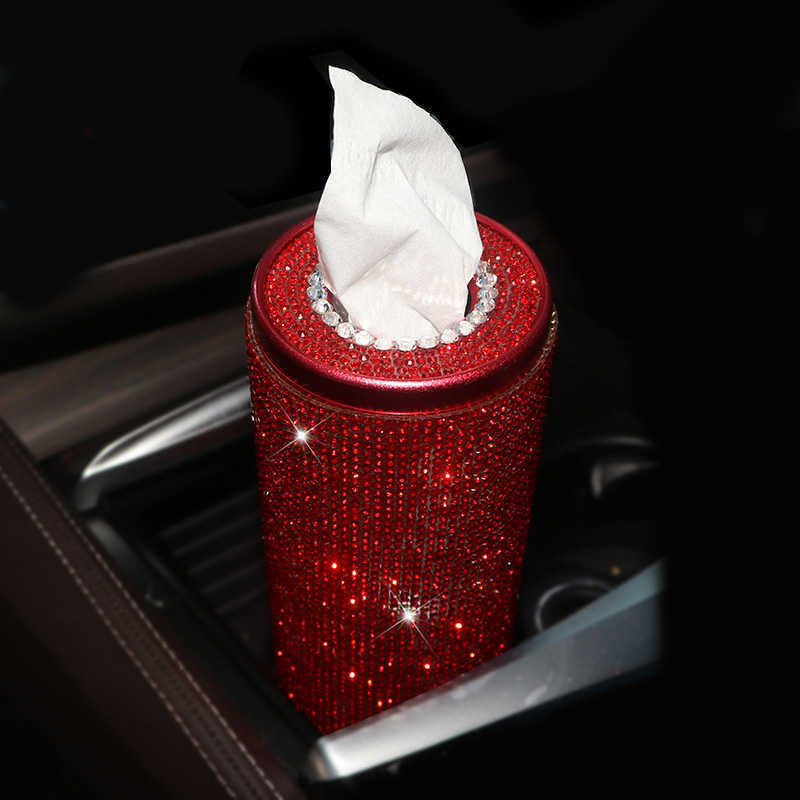 New Bling Crystal Car Tissue Box Creative Diamond Paper Towel Tube Auto Tissue Paper Holder Case Home for Girls Car Accessories