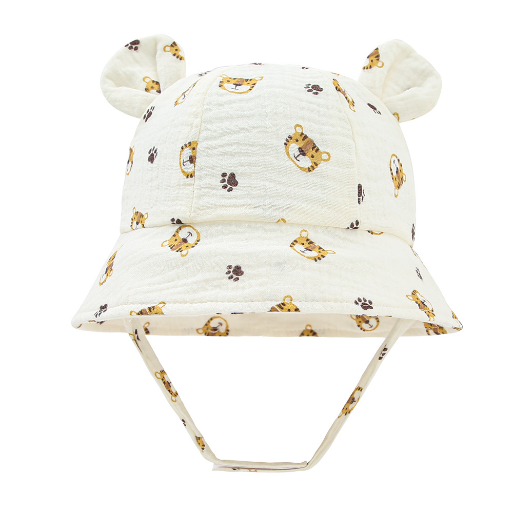 Baby Cotton Sun Hat Children Outdoor Rabbit Ear Beach Caps Boy Girl Print Panama Hat Unisex Beach Bucket Hat For 3-12 Months