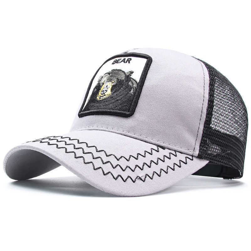 Ball Caps Bear Embroidered Cotton Bra baseball cap Mesh Breathable Adjustable Snap Cap for Men and Women 179 G230606