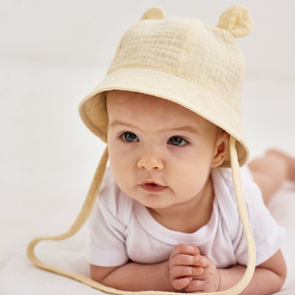 Bébé coton chapeau de soleil enfants en plein air lapin oreille casquettes de plage garçon fille imprimer Panama chapeau unisexe plage seau chapeau pour 3-12 mois