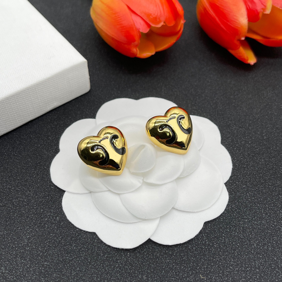 Or argent coeur boucle d'oreille femmes Stud couple Designer bijoux en acier inoxydable cadeaux femme accessoires en gros