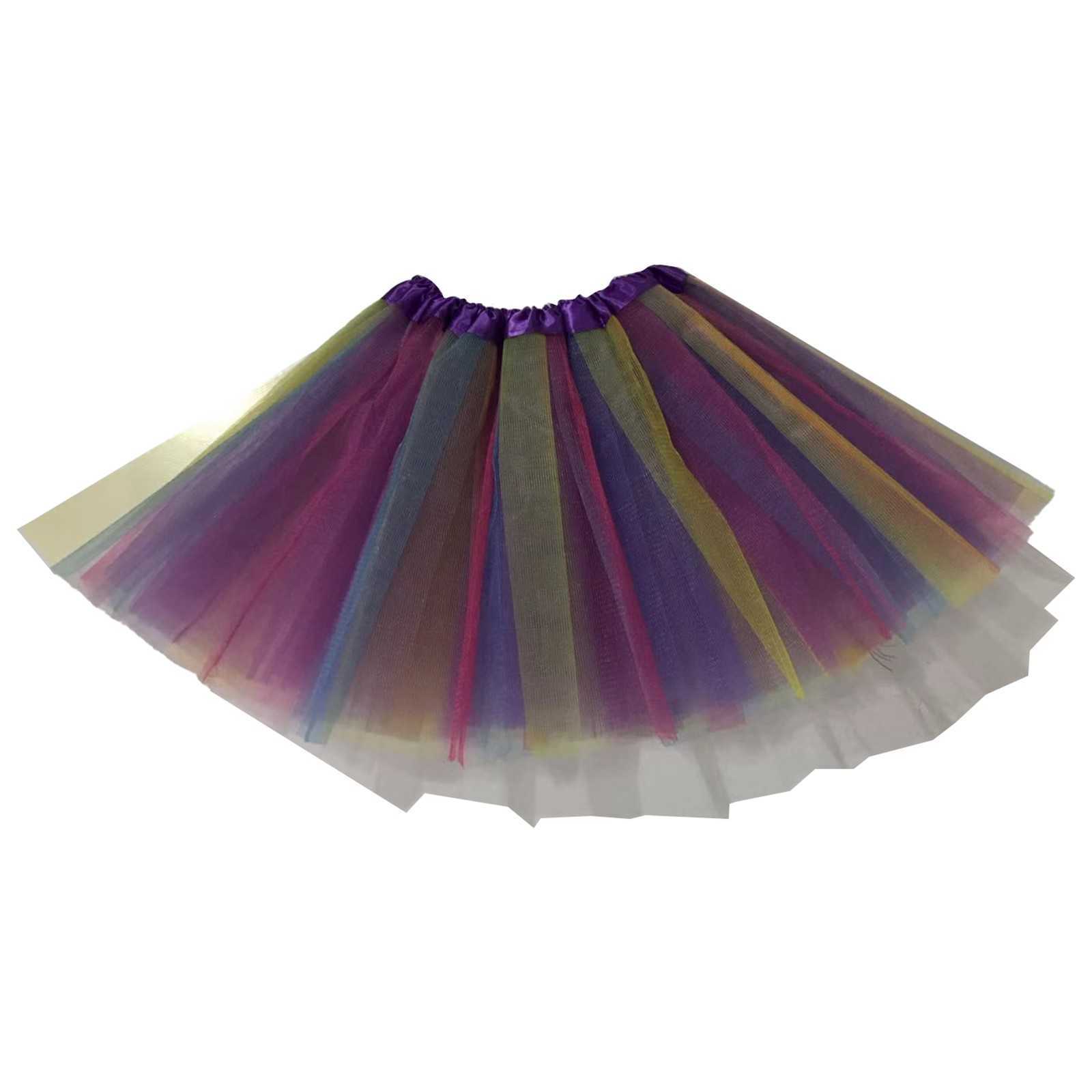 Saias Dança Colorida Fofo Adulto Arco-Íris Linha A Princesa Verão Lindo Tutu Vestido de Baile Feminino Jupe 2023 G220606