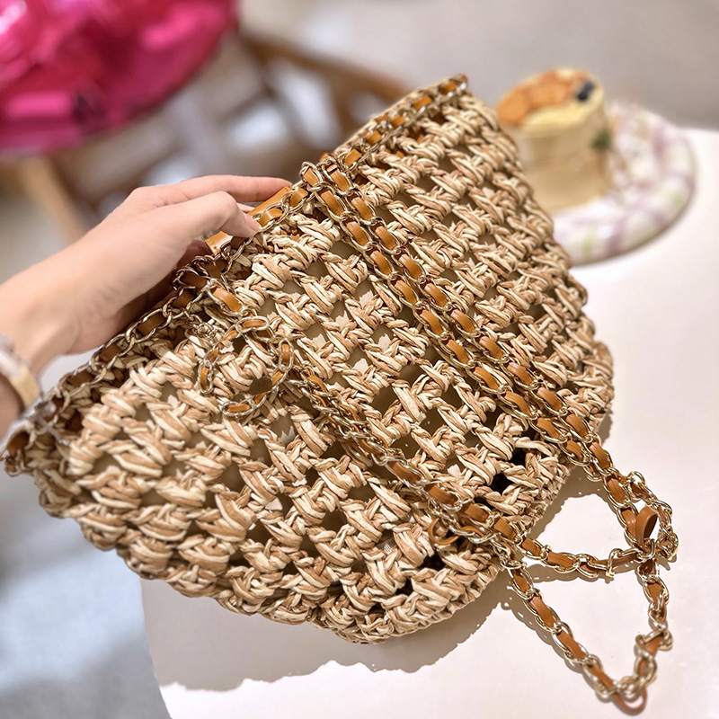 Yüksek kaliteli plaj çantaları crossbody çanta tasarımcı zinciri saman çantası lüks tote çanta moda kadınlar çanta kanal kanal omuz çantası yaz günlük anne alışveriş çantası bayan