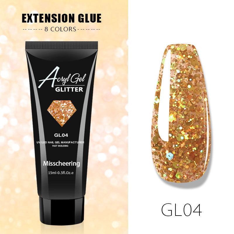 20 ml Glitter Extension Gel UV Vernis À Ongles Semi Permanent Slip Solution Liquide Rapide Extension Gel Doigt Prolonger Nail Art Vernis