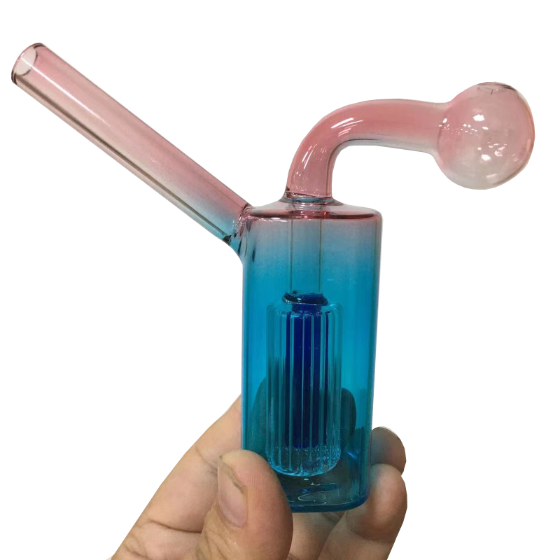 Gradient Color Bubbler Oil Burner Pipe Mini Bongs Glass Percolator Water Pipes Hookah Bong Bubblers Recycle Portable Smoking Dab Rigs Device