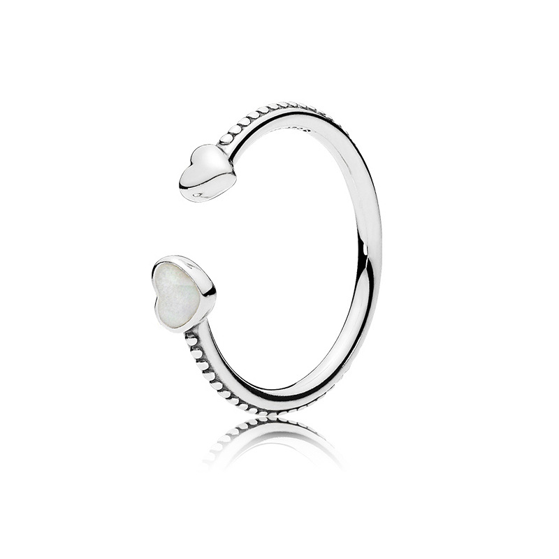 Pandora-925 Anelli in argento sterling Cuore eterno di Van Pandoradi Anello coppia serie aperta quadrata splendente, anello universale uomo e donna