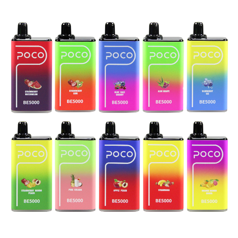 POCO BE5000 EU 미국 전자 담배 일회용 vape vape e-cigarette mesh coil 5000 퍼프 조절 가능한 증기 14ml 10 맛 E Cigs 기화기