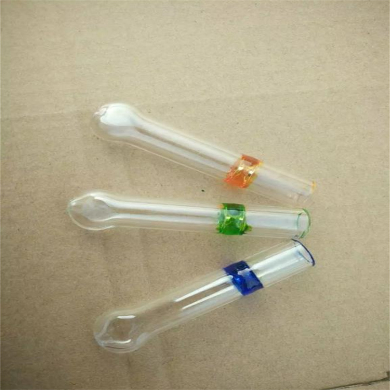 Pipes pour fumer bongs Fabrication Narguilé soufflé à la bouche Buse d'aspiration en verre transparent et coloré