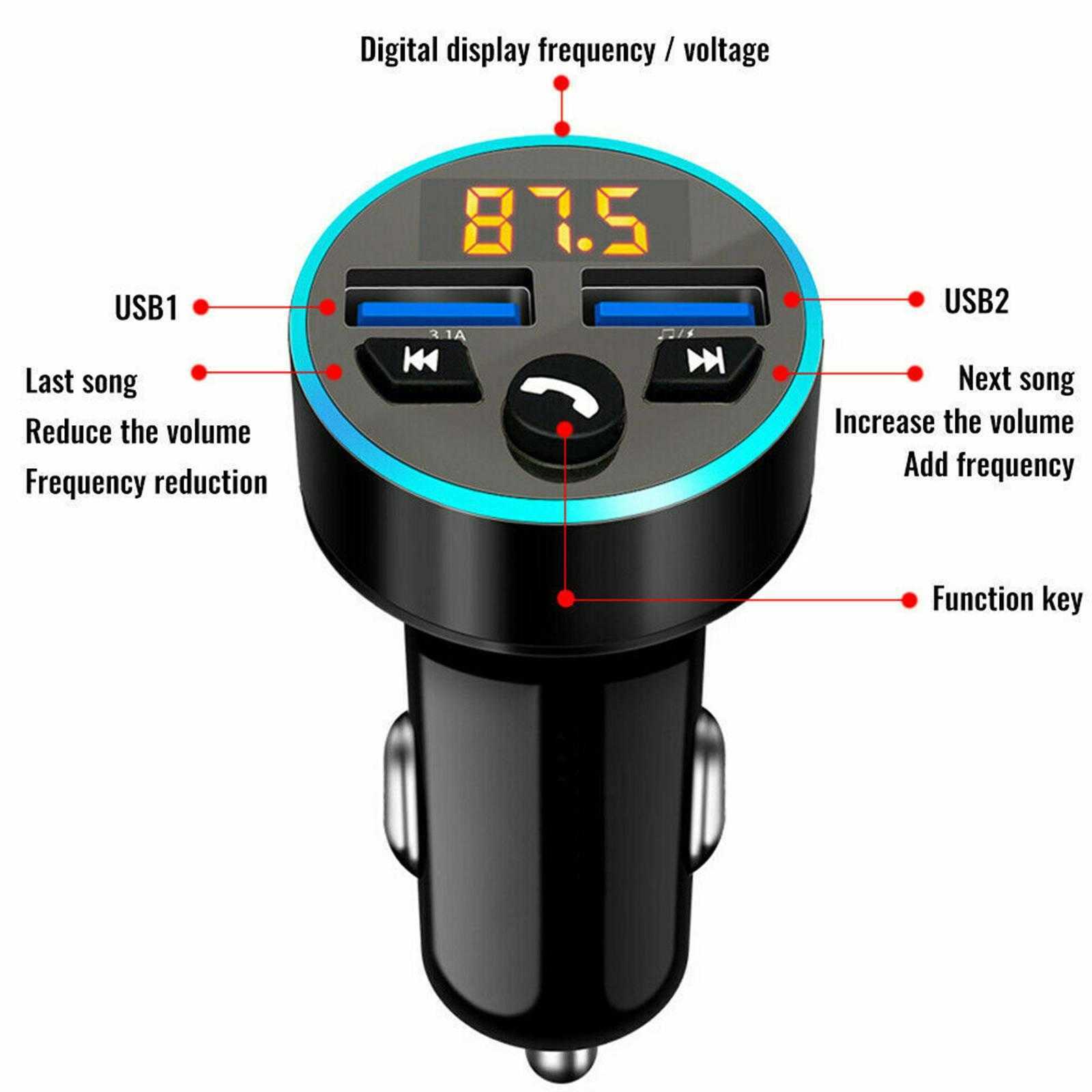 Nouveau chargeur de voiture transmetteur FM stéréo lecteur MP3 de voiture 3.1A chargeur de charge rapide Kit de voiture 5 mains libres modulateur FM USB double Bluetooth